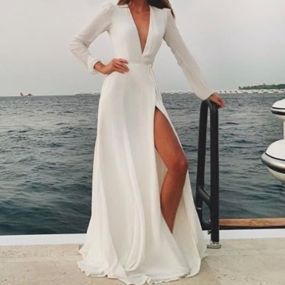 Reformation Dresses & Skirts - NWT Reformation Thea Wrap Gown / Dress in Ivory / Off White Medium